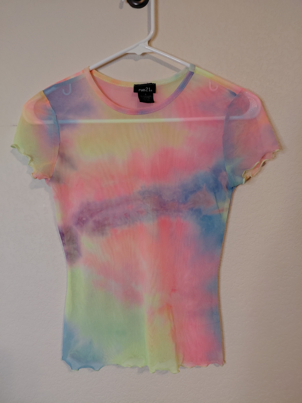 Rue21 Pastel Tie-Dye Sheer Short Sleeve Top - Pink, Blue, Yellow, Green, Purple
